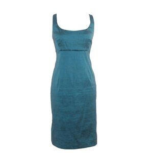 SL Fashions Sz 8 Teal Peacock Blue Invisible Back Zip Pencil Poly Dress